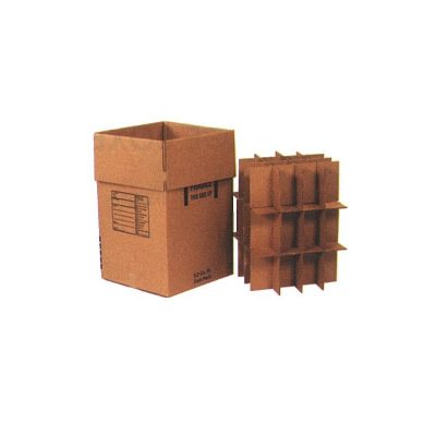 18" x 18" x 28" Heavy Duty Double Wall Box with Partitions - Dish Pack Box