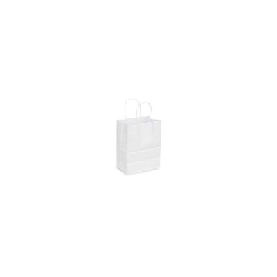 5-1/2" x 3-1/4" x 8-3/8" - White Kraft Shopping Bags - Prime 250 - 250 per case